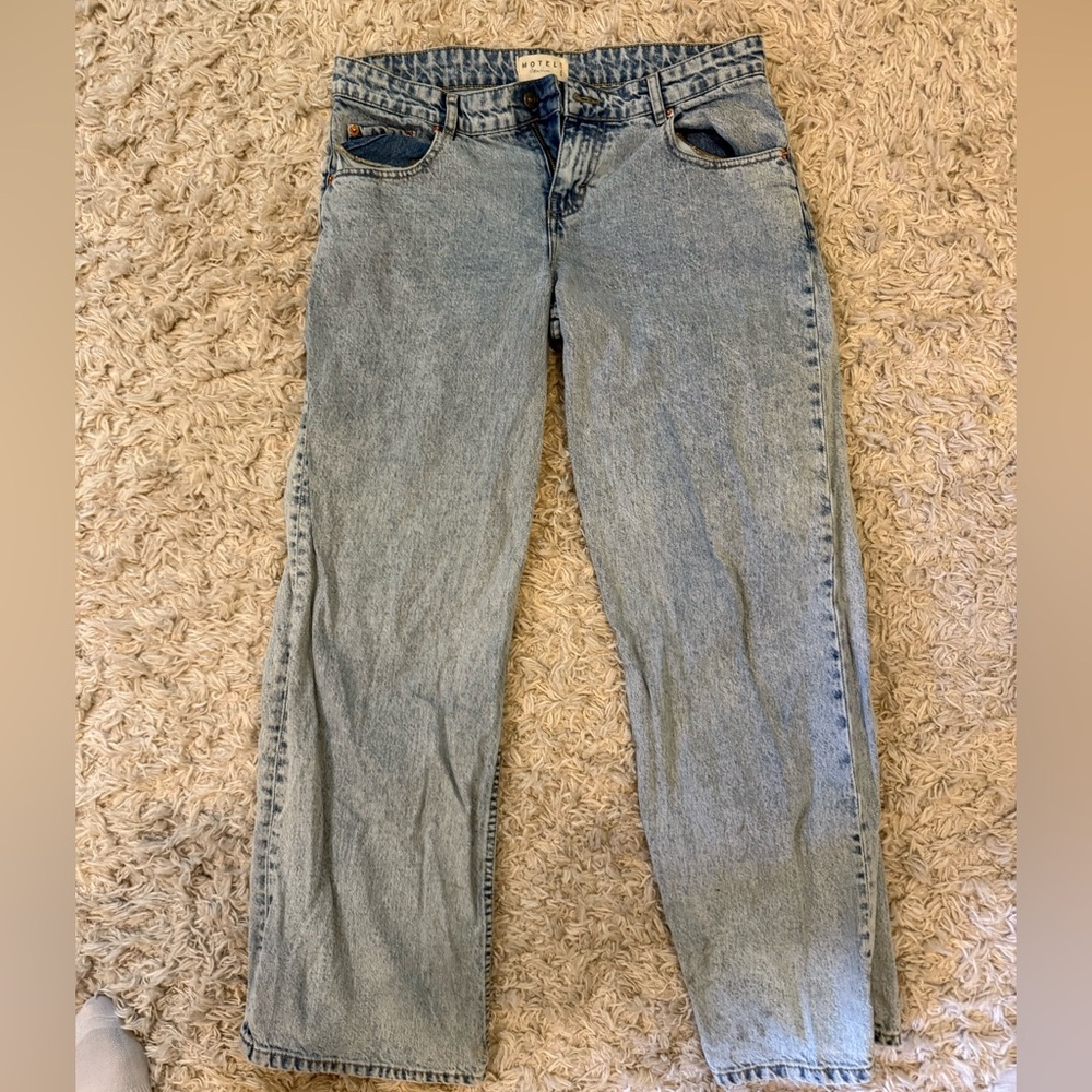 Motel Rocks Blue Straight Leg Jeans Vintage Style